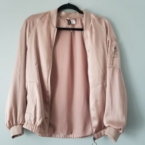 Dusty pink satin bomber